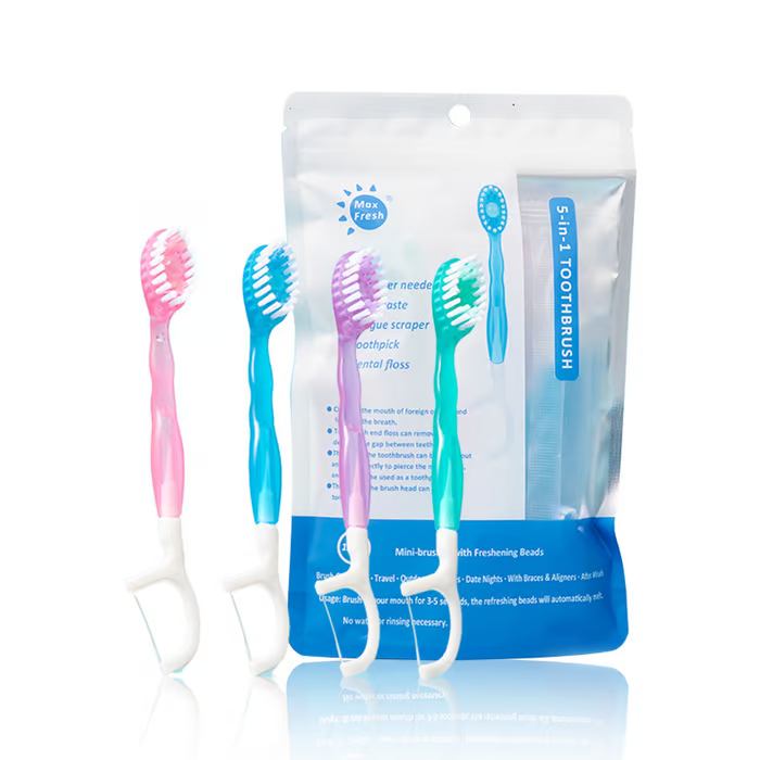 5 in 1 Mini Toothbrush Floss Tongue Scraper Toothpick Set