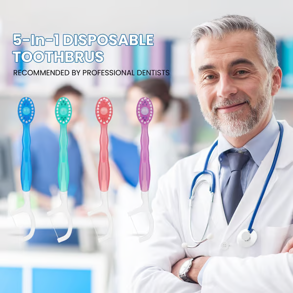 5 in 1 Mini Toothbrush Floss Tongue Scraper Toothpick Set