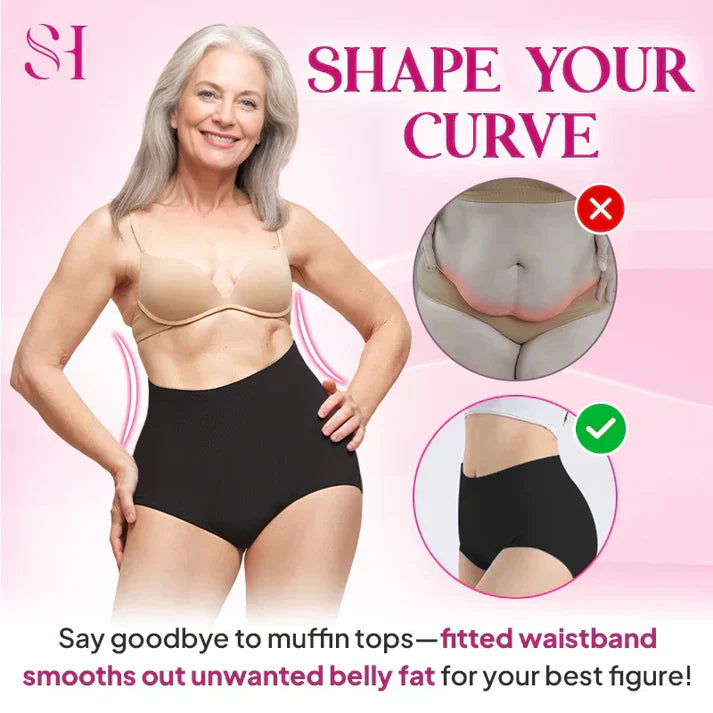 High Waisted Tummy Tuck Hip Lifting No Trace Wormwood Antibacterial Panties