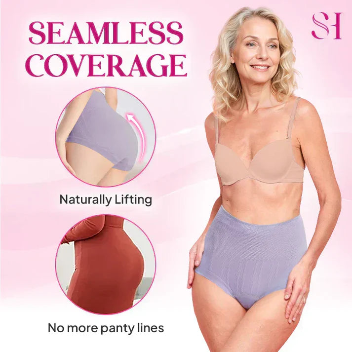 High Waisted Tummy Tuck Hip Lifting No Trace Wormwood Antibacterial Panties