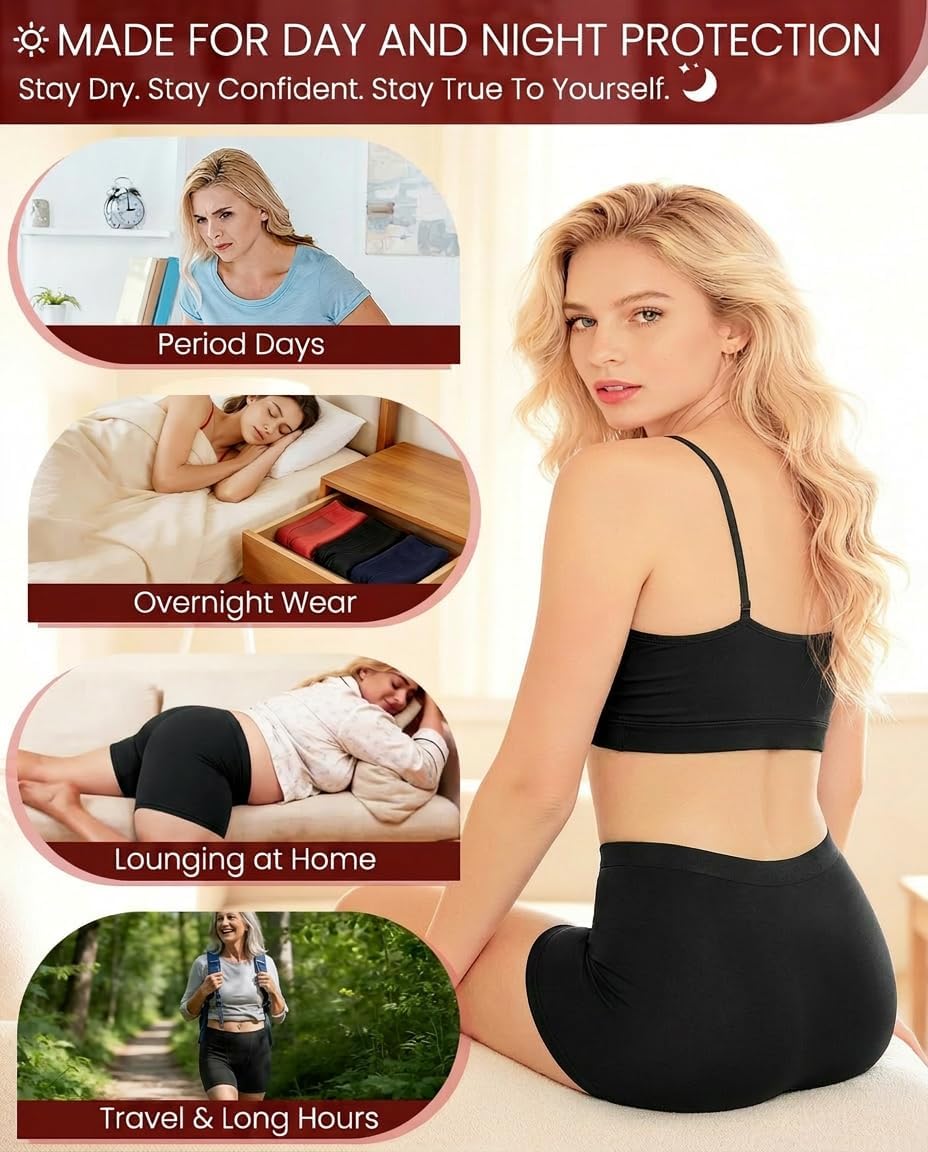 Women Leakproof No Trace Antibacterial Boyshorts