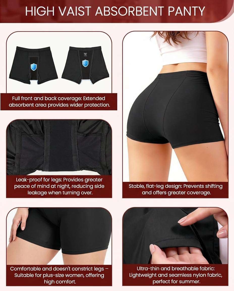 Women Leakproof No Trace Antibacterial Boyshorts
