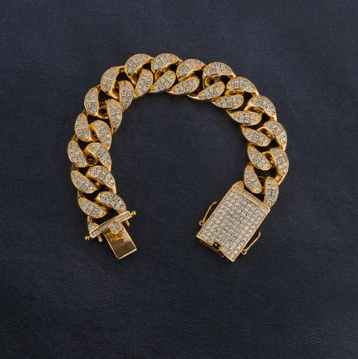 Cuban Chain &amp; Cuban Bracelet Bundle - Gold/White Gold