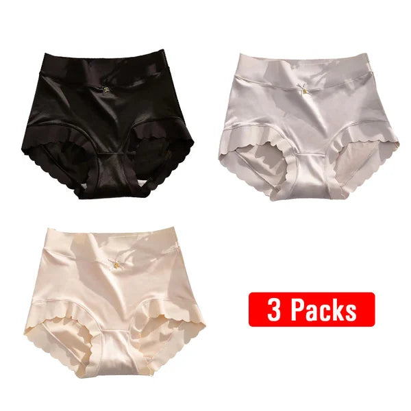 🔥PAY1 GET 3(3PACKS)⏰ PREMIUM SATIN ANTIBACTERIAL ICE SILK MOISTURE-ABSORBING PANTIES