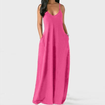 Solid Slant Pocket Dress