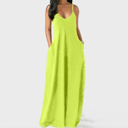 Solid Slant Pocket Dress
