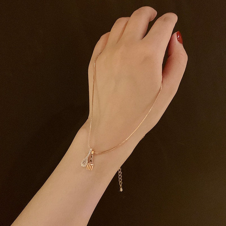Full Diamond Fork Spoon Clavicle Necklace