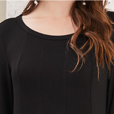 Womens New Mid sleeve Solid Color Swing Dress