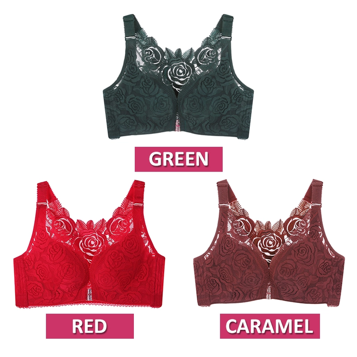 FitMe Rose Embroidery Front Closure Wirefree Bra
