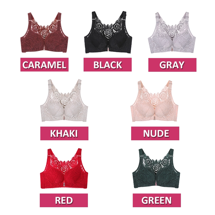 FitMe Rose Embroidery Front Closure Wirefree Bra