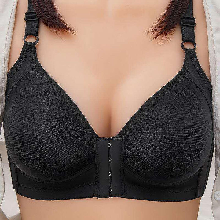 Sexy Pattern Front Buckle Gathered Bra