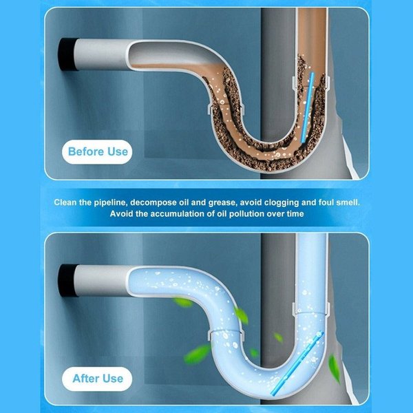12 set Pipe Cleaning Sticks Oil Decontamination Kitchen Toilet Bathtub Drain Cleaneer