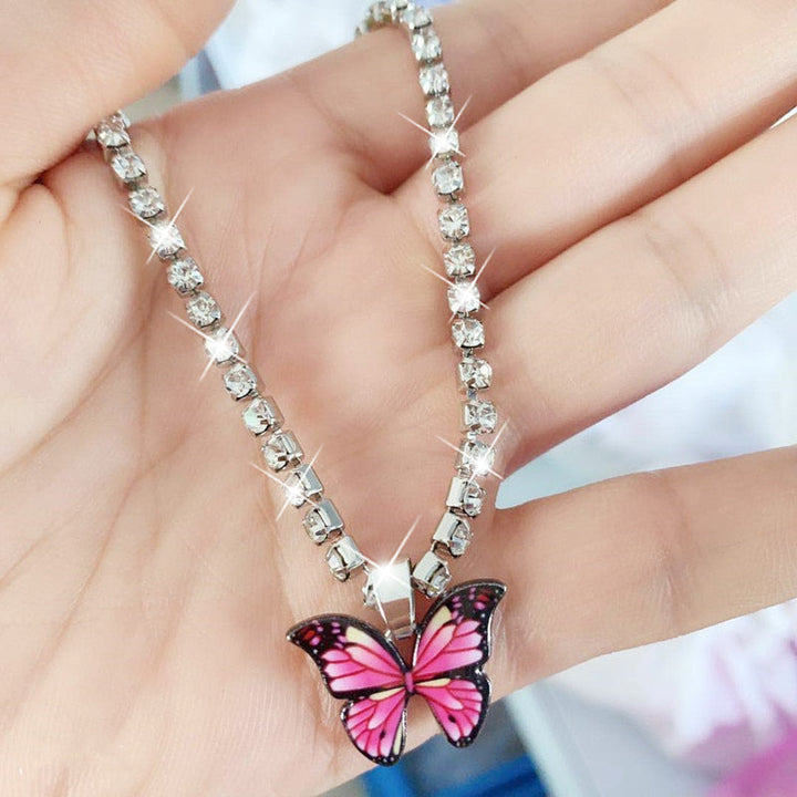Butterfly rhinestone anklet