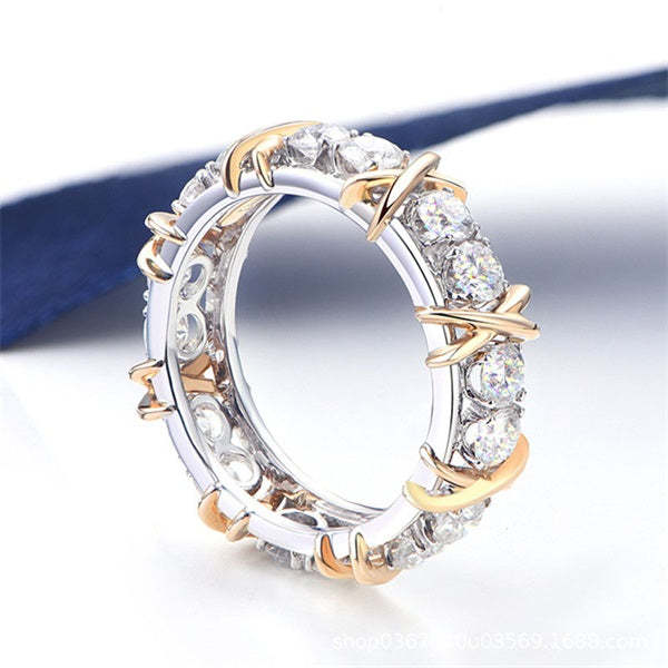 STERLING SILVER CROSS FULL DIAMOND RING