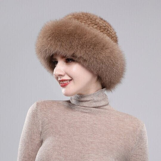 🏆Flash Sale⚡Mink fox fur braided real hair warm thick basin hat