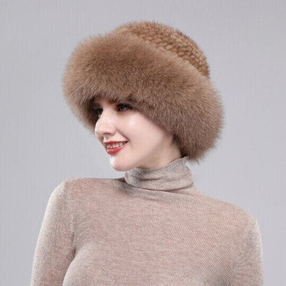 🏆Flash Sale⚡Mink fox fur braided real hair warm thick basin hat