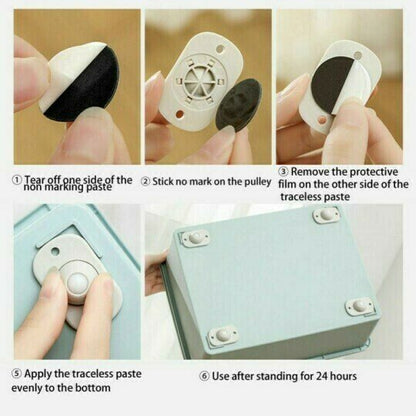 360 Degree Rotation Sticky Pulley 4 PCS