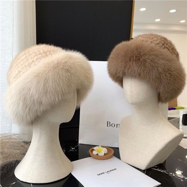 🏆Flash Sale⚡Mink fox fur braided real hair warm thick basin hat