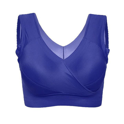 M 8XL Oversized Soft Silk Gather Women s Sleeping Yoga Bra